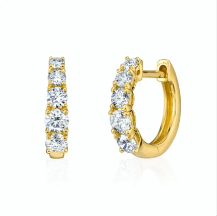 Graduated Natural Diamond Huggies