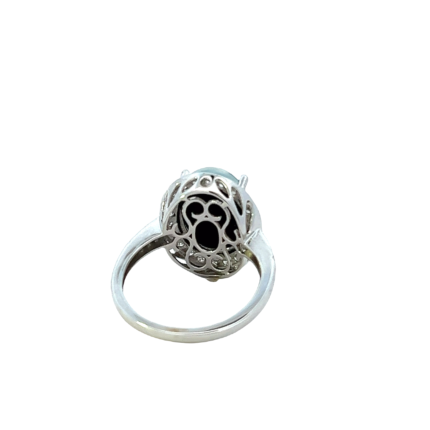 14K Solid Gold Opal and Diamond Ring