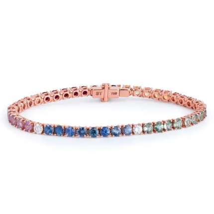 14K Solid Gold Festival Multi-Sapphire Tennis Bracelet
