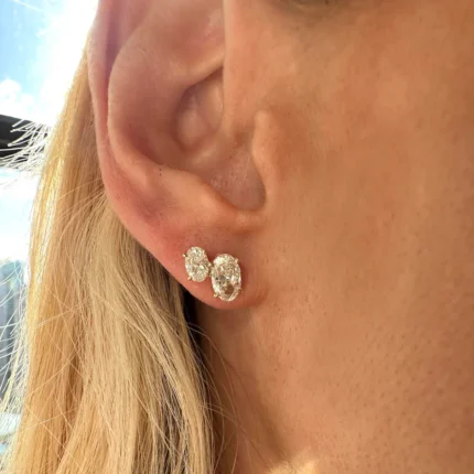 Duo Oval Lab Grown Diamond Studs 14k solid gold