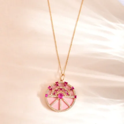 14K Solid Gold Ruby Diamond Charm