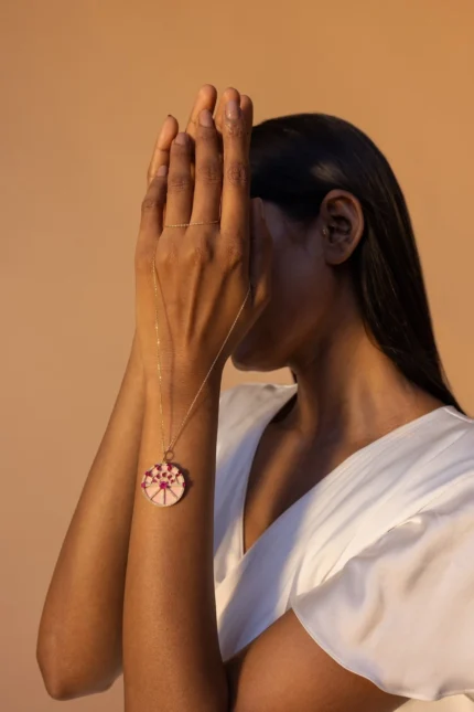 14K Solid Gold Ruby Diamond Charm