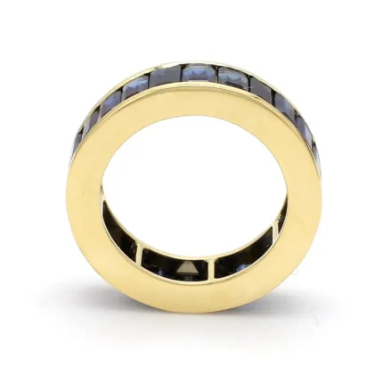 14K Solid Gold Emerald-Cut Sapphire Eternity Band Ring