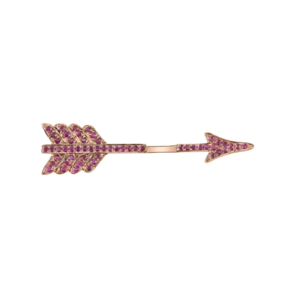 14K Solid Gold Ruby Single Arrow Earring