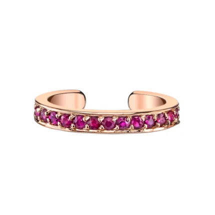 14K Solid Gold Single row ruby ear cuffs