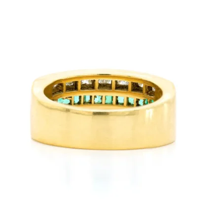 14K Solid Gold Half Eternity Square Emerald Ring
