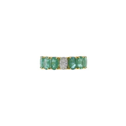 14K Solid Gold Emerald And Diamond Ring