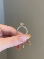 3 Carat Yellow Cushion Moissanite Engagement Diamond Ring