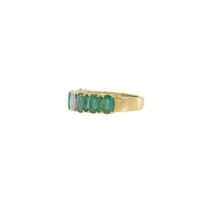 14K Solid Gold Emerald And Diamond Ring