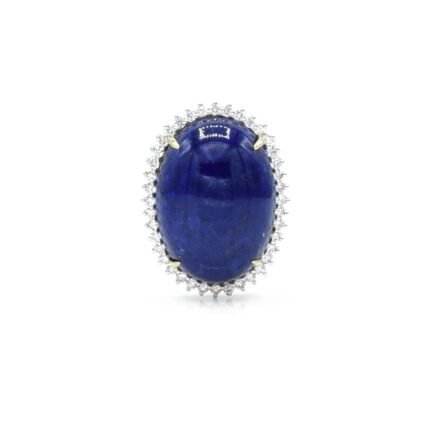 14K Solid Gold Lapis and Diamond Ring Set