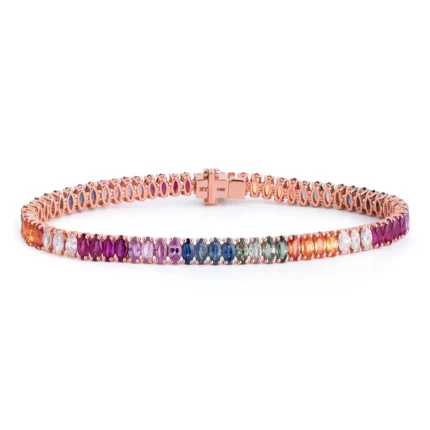 14K Solid Gold Festival Marquise Tennis Bracelet