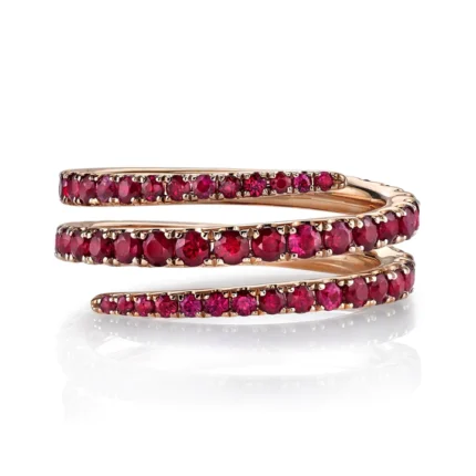 14K Solid Gold Ruby Coil Ring
