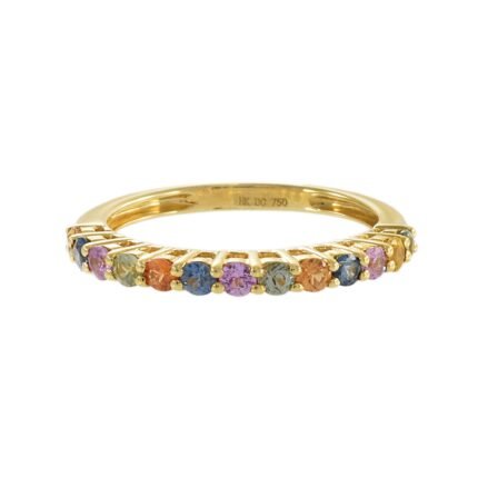 14K Solid Gold Multi Color Sapphire Band