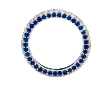 14K Solid Gold 1.16 Carat Round-Cut Sapphire and Diamond Eternity Band Ring