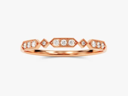 14K Solid Gold Migraine Accent Art Deco Wedding Ring Vintage Inspired Ring