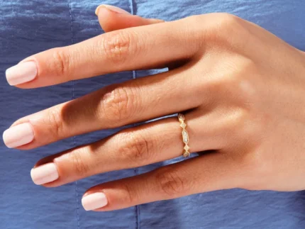 14K Solid Gold Migraine Accent Art Deco Wedding Ring Vintage Inspired Ring