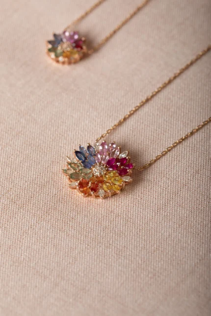 14K Solid Gold Festival Bloom Medium Pendant