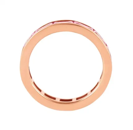 14K Solid Gold 3.29 Carat Pink Sapphire Infinity Statement Ring