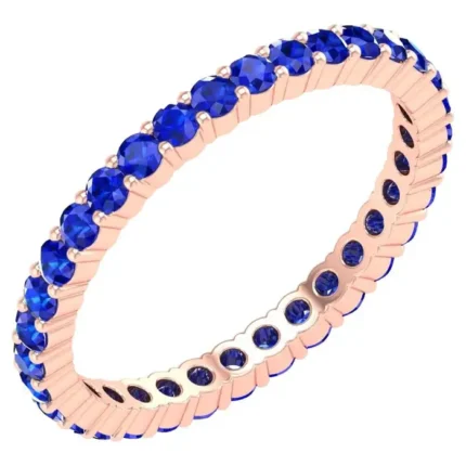 14K Solid Gold 0.85 Carat Sapphire Eternity Ring