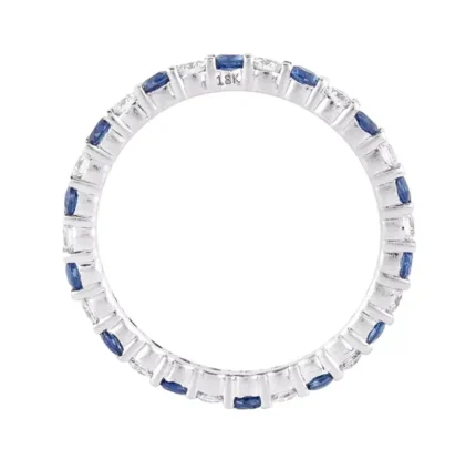 14K Solid Gold 1.34 Carat Diamond and Sapphire Brilliant Cut Eternity Band