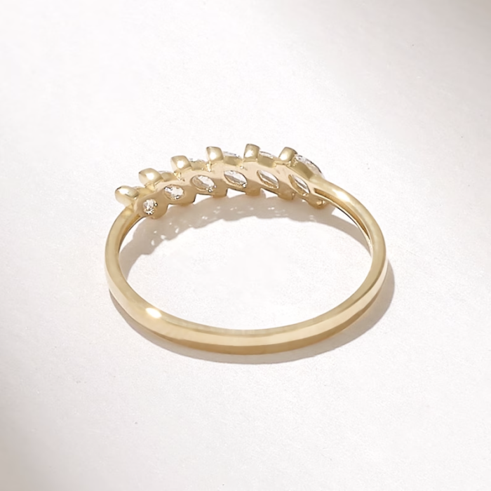 Slanted Marquise Diamond Wedding Ring | Dainty Promise Ring for Women