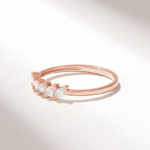 Slanted Marquise Diamond Wedding Ring | Dainty Promise Ring for Women
