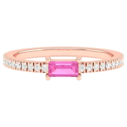14K Solid Gold 0.4 Carat Pink Sapphire Infinity Band Ring