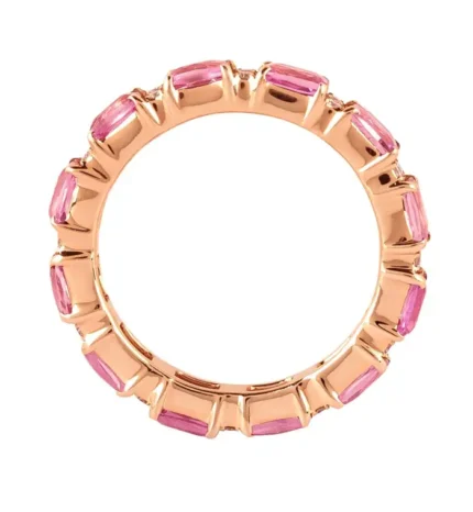 14K Solid Gold 3.23 Carat Diamond and Pink Sapphire Infinity Cocktail Band