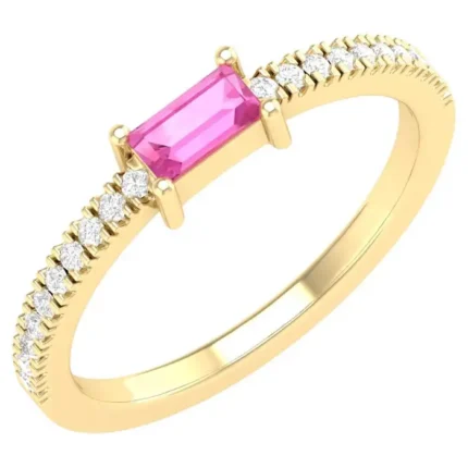 14K Solid Gold 0.4 Carat Pink Sapphire Ring