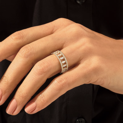Baguette Natural Diamond Bold Eternity Ring |  14k Solid Gold Wedding Band