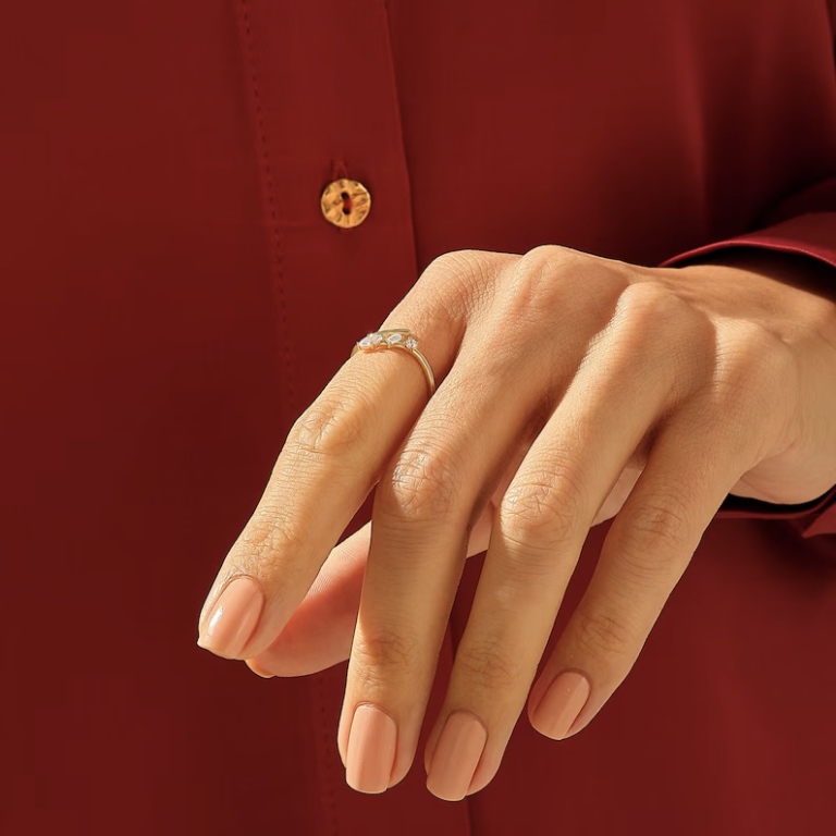 0.2ct Mixed Cut Natural Diamond Bypass Ring | Unique 14k Solid Gold Stacking Ring