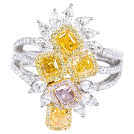 18K Solid Gold 2.88 Carat Multi-Colored Moissanite Diamond | Moissanite Diamond Solitaire Ring