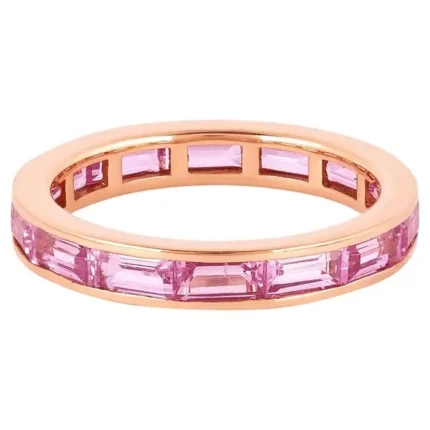 14K Solid Gold 3.29 Carat Pink Sapphire Infinity Statement Ring