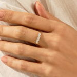 Slanted Marquise Diamond Wedding Ring | Dainty Promise Ring for Women