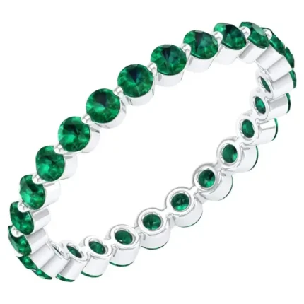 14K Solid Gold 0.75 Carat Emerald Infinity Band Ring