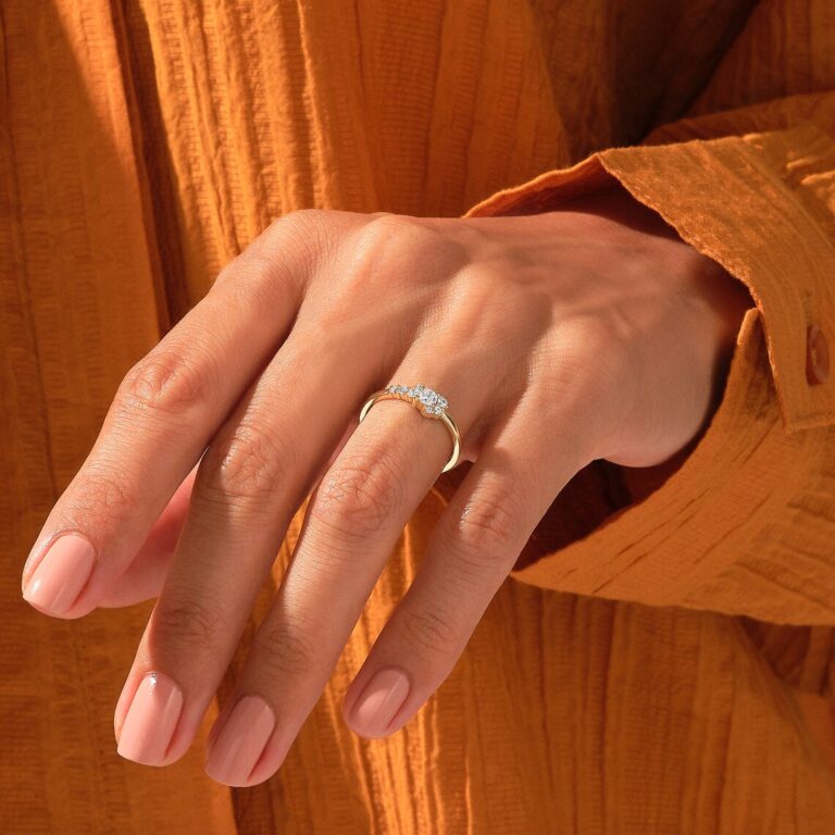 0.30ctw Natural Diamond Cluster Engagement Ring: 14k Minimalist Solid Gold Promise Ring