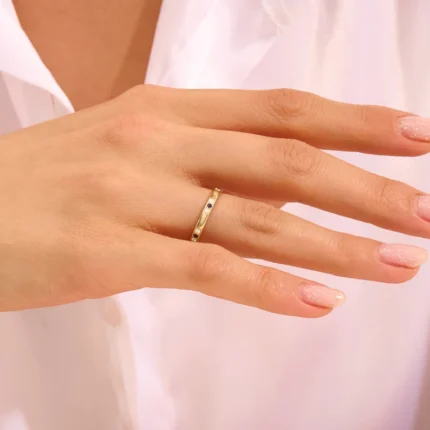 14K Solid Gold Natural Sapphire Diamond Ring