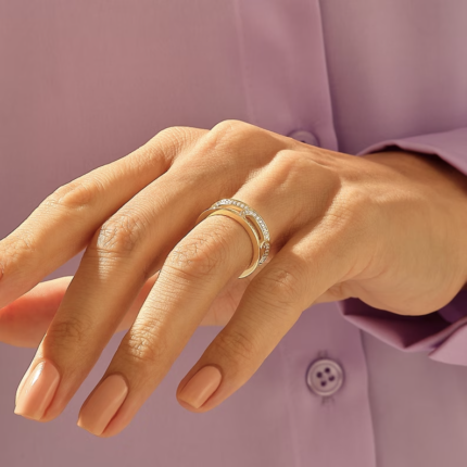 Micro Pave Natural Diamond Eternity Chain Ring in 14k Gold,  Stunning Wedding Band