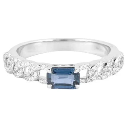 14K Solid Gold Diamond and Sapphire Cocktail Ring