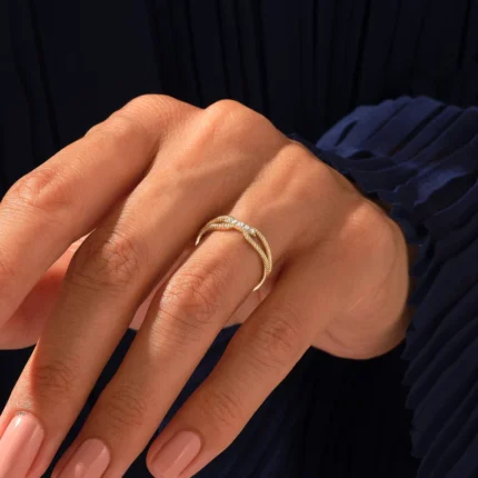 Natural Diamond Twisted Rope Ring |14k Solid Gold Unique Design Statement Ring For Women