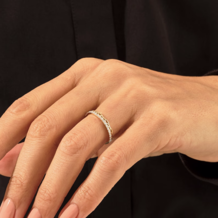Natural Diamond Celtic Wedding Ring | 14k Solid Gold Minimalist Band for Women