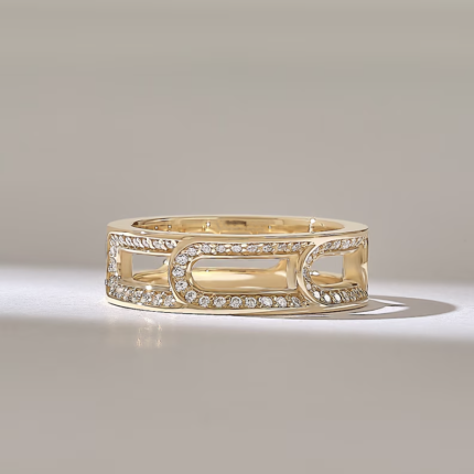 Micro Pave Natural Diamond Eternity Chain Ring in 14k Gold,  Stunning Wedding Band