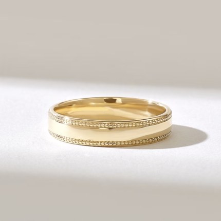 Migraine Wedding Band | 14k Solid Gold Men's Women's Matching Rings, Flat Comfort