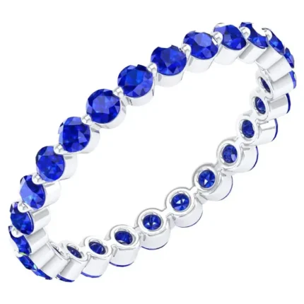 14K Solid Gold 0.85 Carat Sapphire Eternity Ring