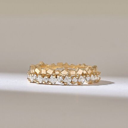 Geometric Cluster Natural Diamond Wedding Band | Full Eternity Ring in  14k Solid