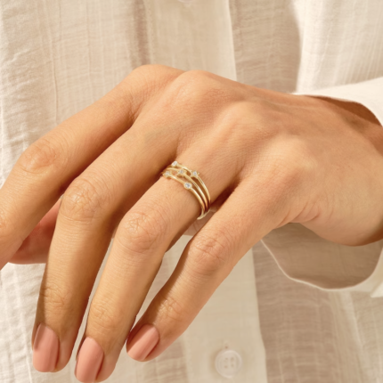 Natural Diamond Stars Ring | 14k Solid Gold Multi Strand Ring | Dainty Celestial Ring