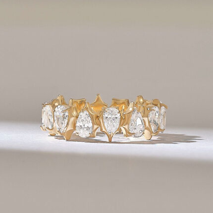 Pear Natural Diamond Eternity Marriage Ring | Sparkling Anniversary Band | Bridal Ring