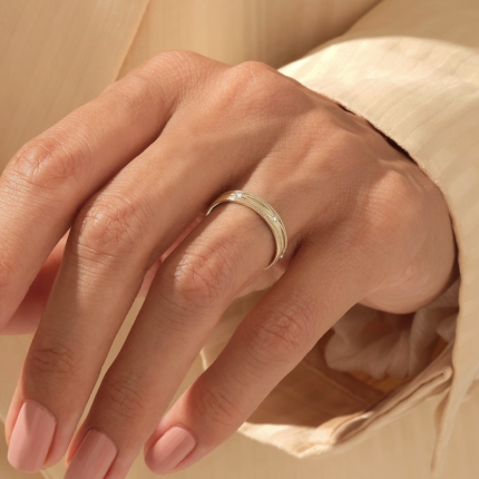 Pave Natural Diamond Vintage Wedding Band, 4mm Wide 14k Solid Gold Migraine Band