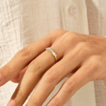 Slanted Marquise Diamond Wedding Ring | Dainty Promise Ring for Women