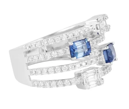 14K Solid Gold Diamond and Sapphire Eternity Ring